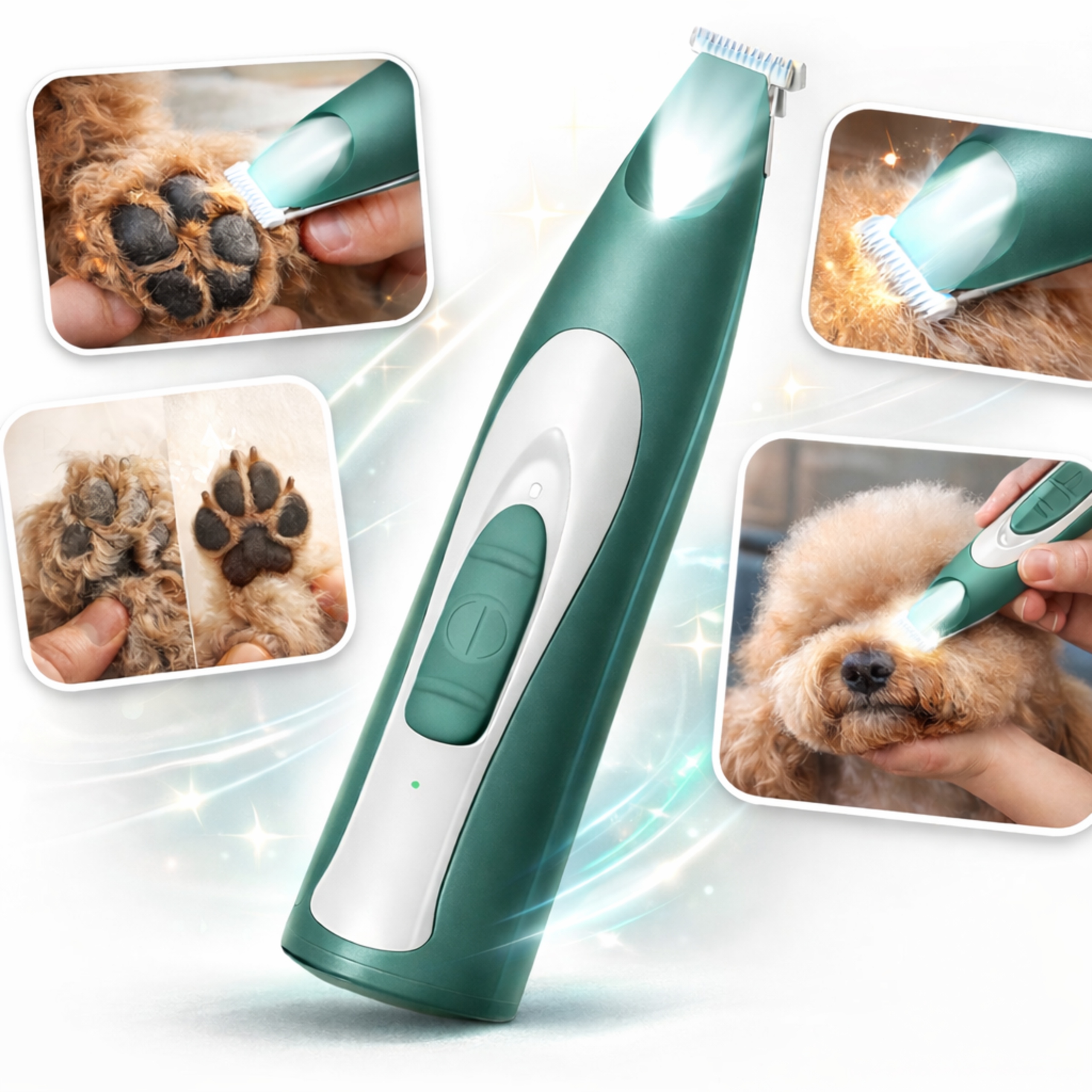 Zastřihovač pro tlapky a drápy psů Led Bezdrátový Tichý 35dB s svítilnou Malý