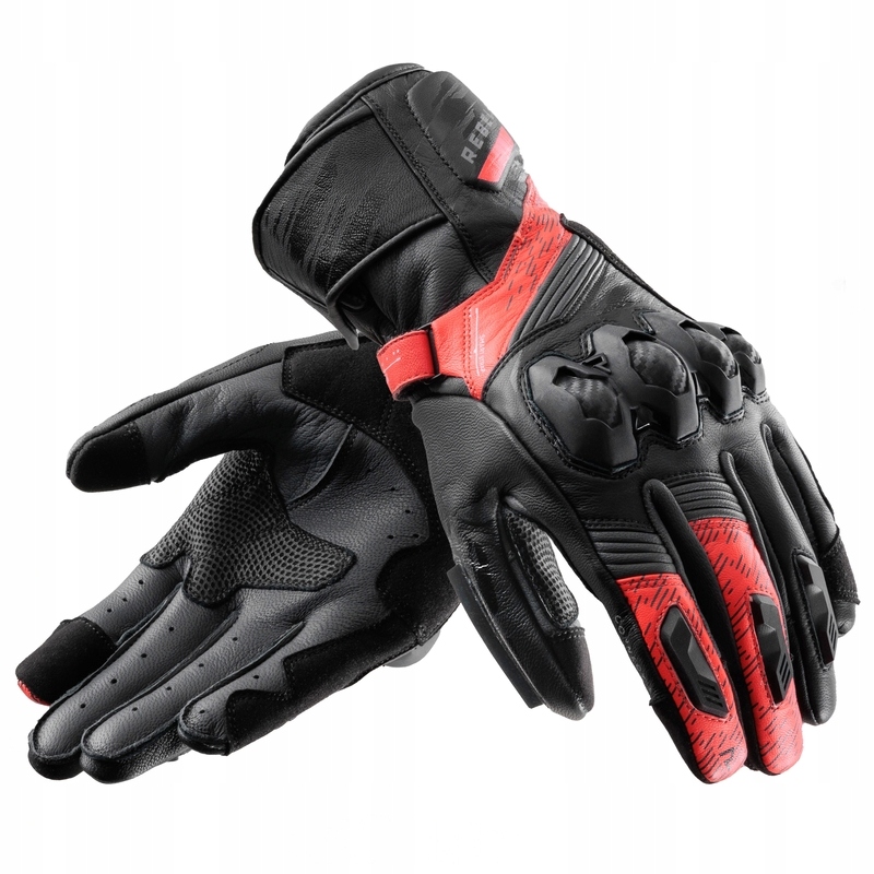 Motocyklové Rukavice Rebelhorn Viper Black Grey Fluo Red (M)