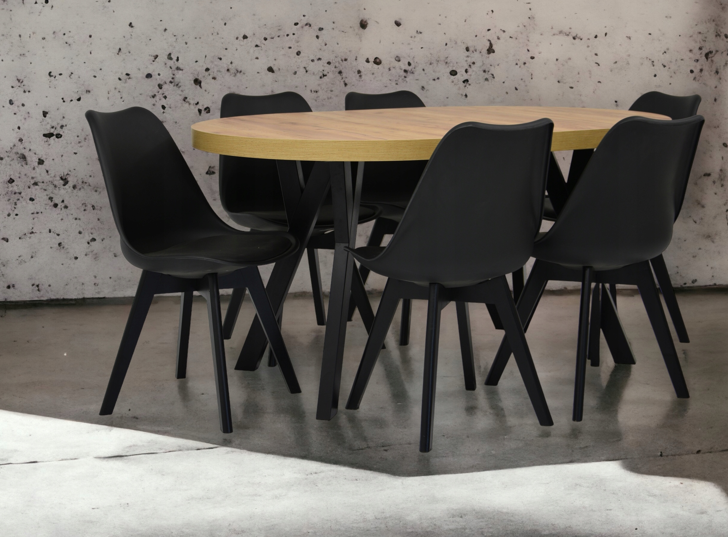 Stół okrągły rozkładany 100 cm 6 krzeseł KOLORY Kształt blatu okrągły