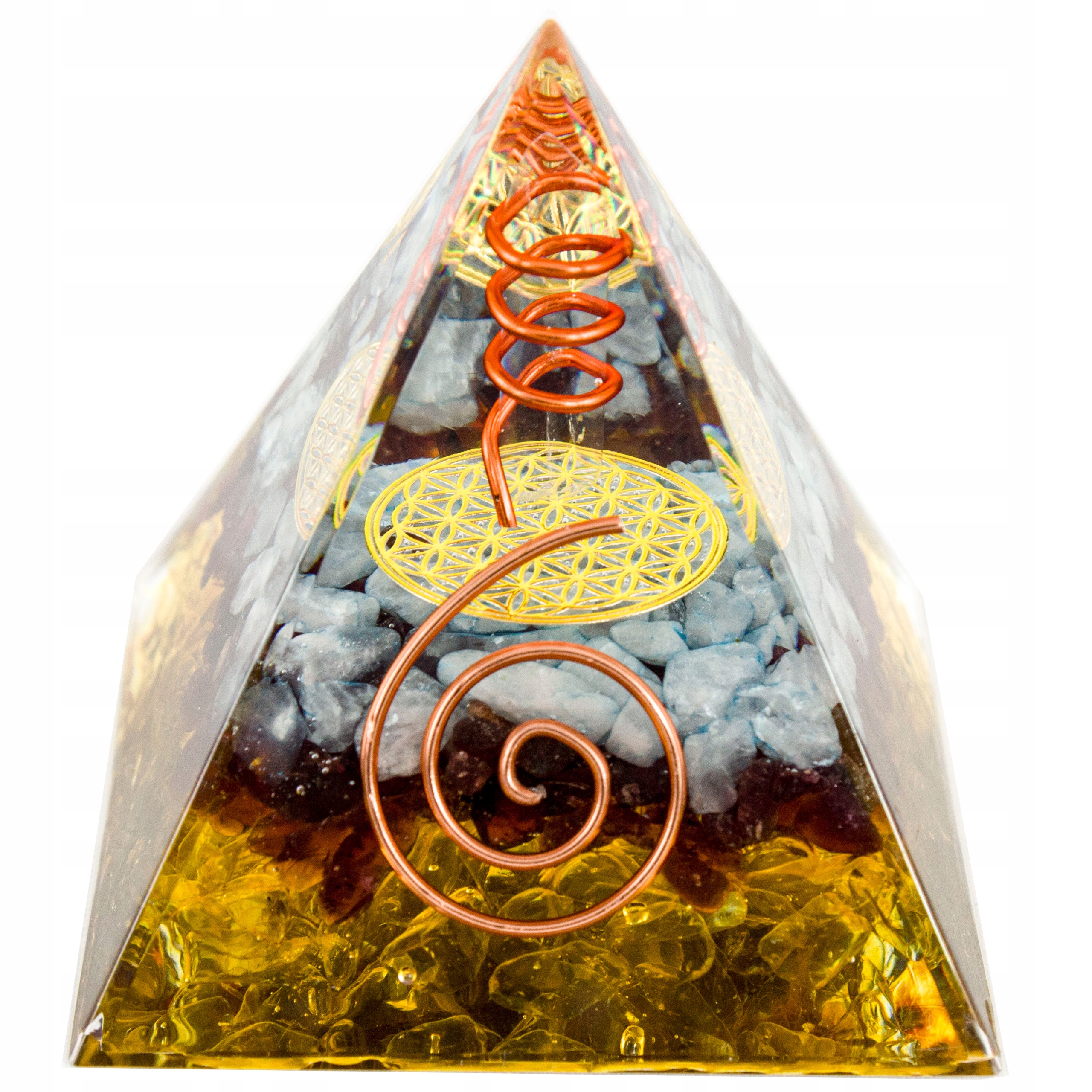 Piramidka Orgonit Karneol Cytryn Kwiat Życia Amazonit 5cm Orgon