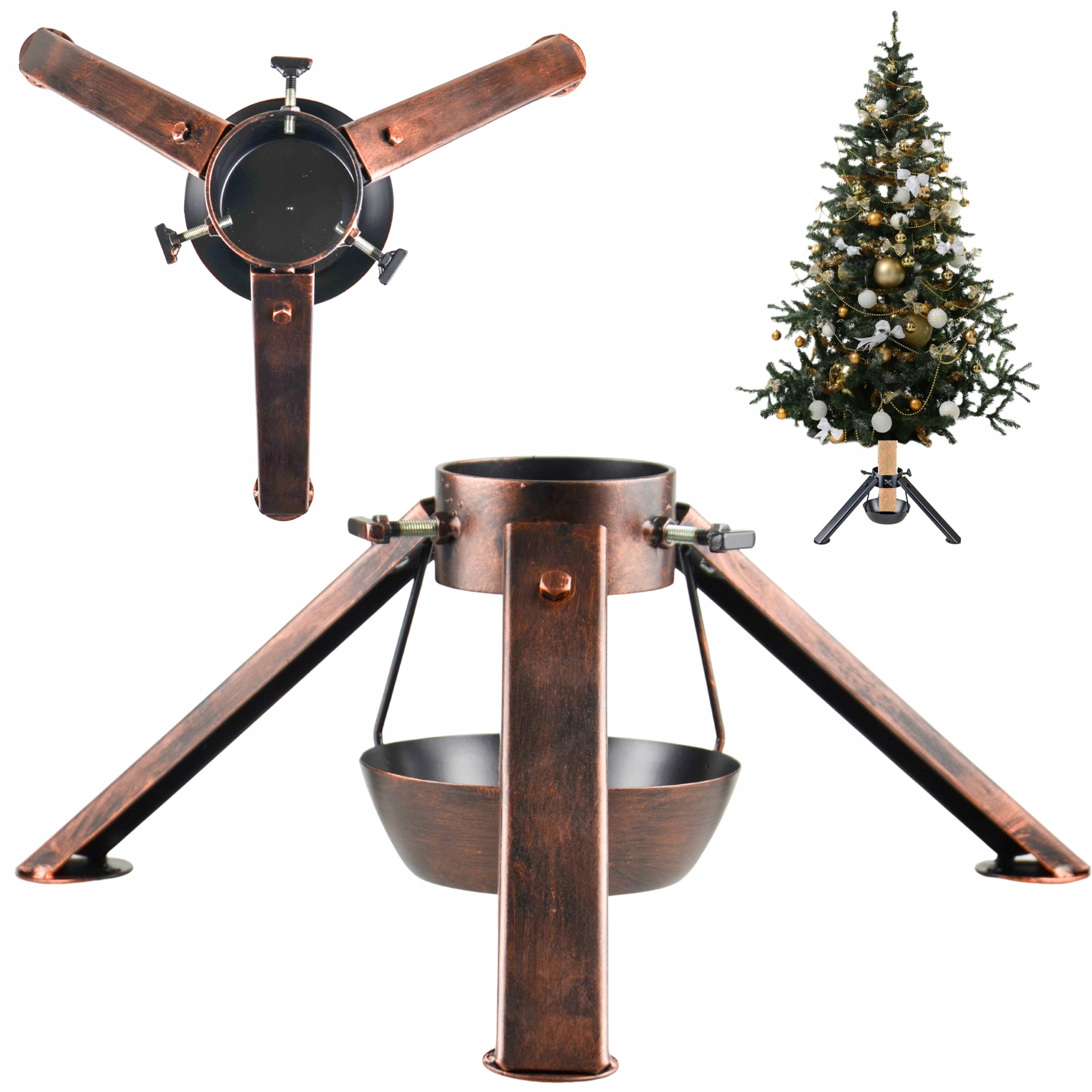 Stojan na vianočný stromček pod stromček s veľkou kovovou patinou Poľský 2V1