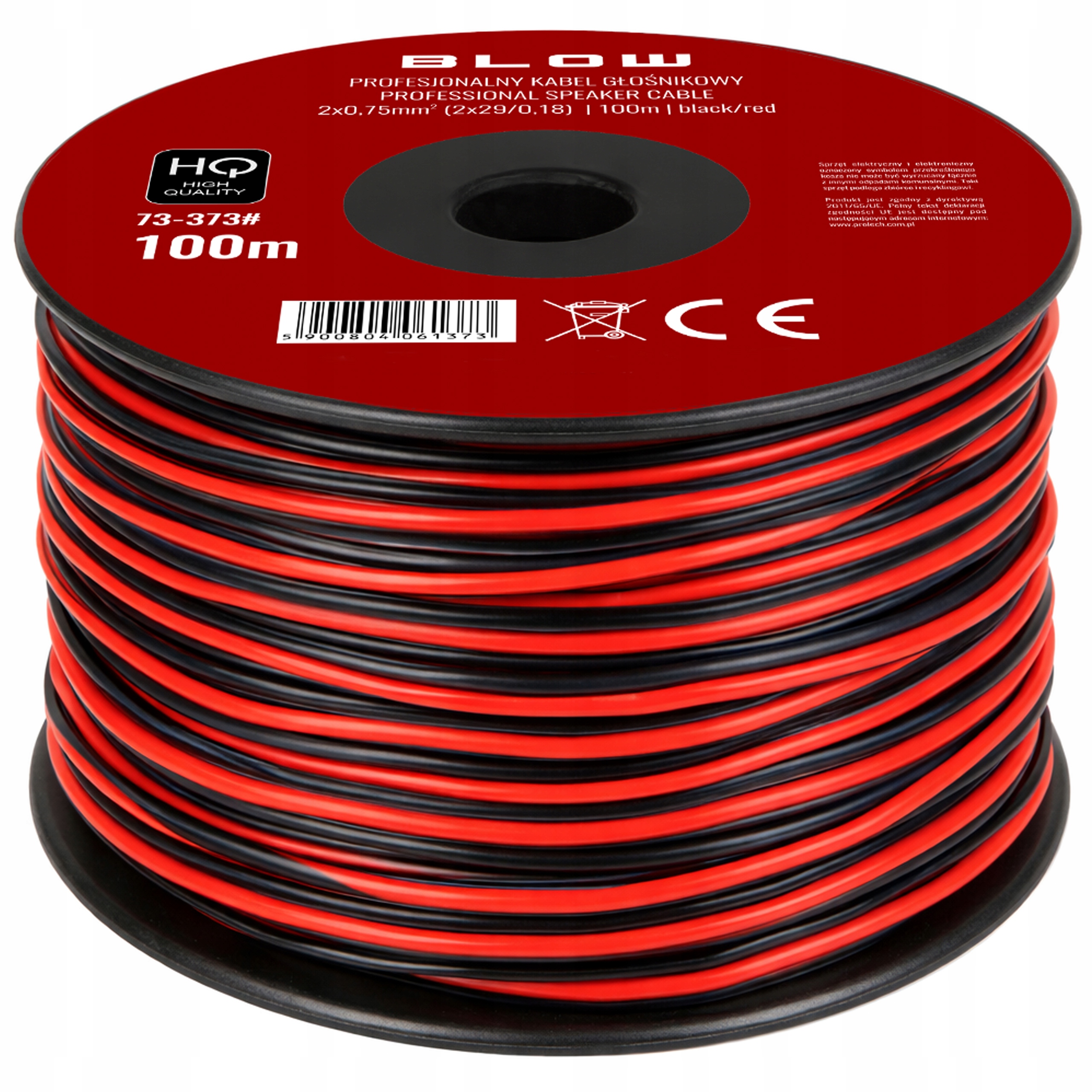 Przewód głośnikowy 2x0,75mm czarno-czerwony 100 m