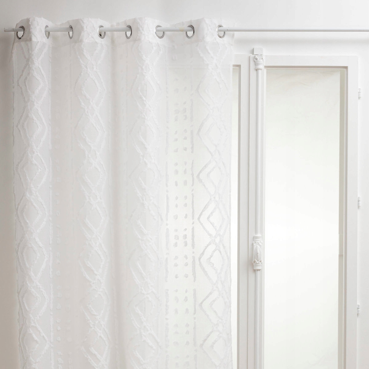 Firanka na przelotkach Biała wzór Etno 140 x 240cm