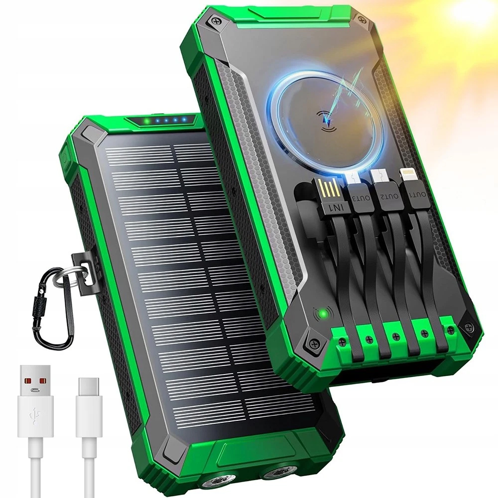 Powerbank Ładowarka Panel Solarny Indukcyjny 20000mAh 6xUSB Latarka 2x Led