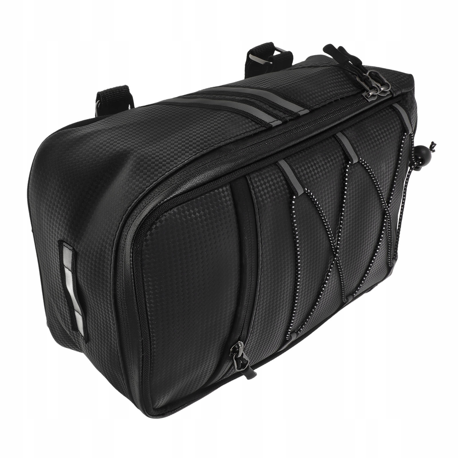 WSZECHSTRONNA PU SKÓRZANA CZARNA TORBA NA BAGAŻNIK ROWEROWY DO UŻYTKU NA ZEWNĄTRZ