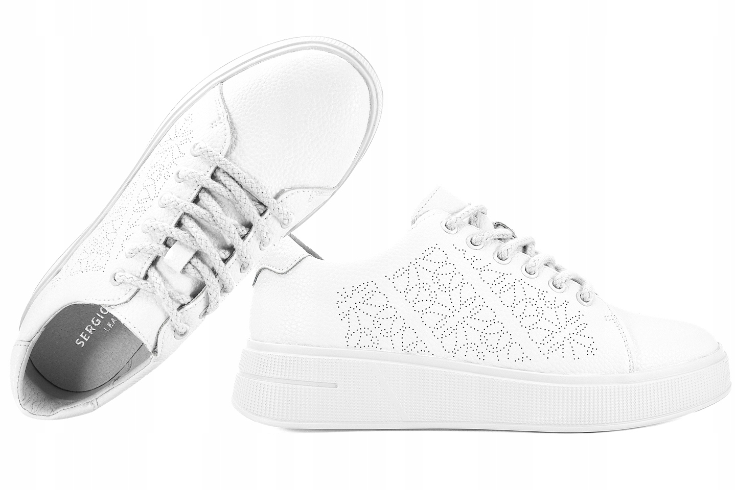 Sergio Leone SP-114 Dámské Sportovní Polobotky Kožené Tenisky Pu bílé 36