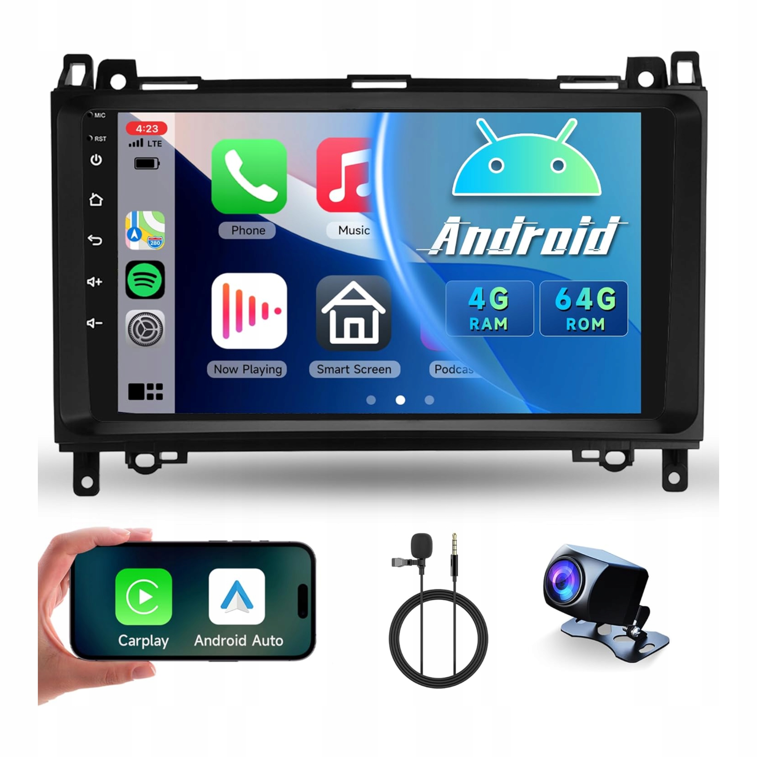 autorádio 2 Din Android 13 Gps navigácia 9 palcov 64 Gb 4G Lte WiFi