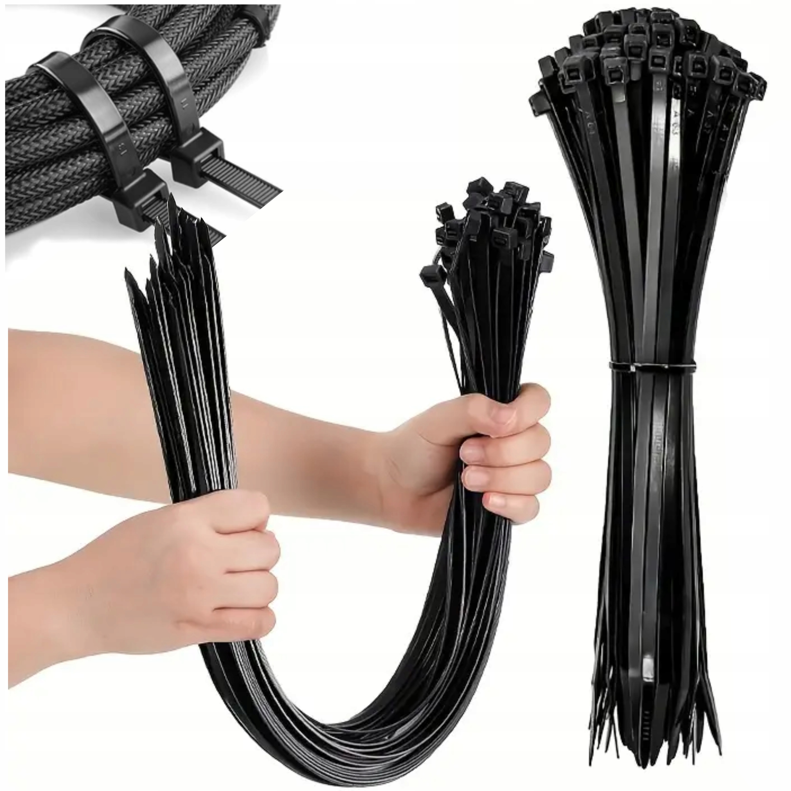 Opaski Zaciskowe Kablowe Czarne Mocne 4,6x500mm 100sztuk Trytki