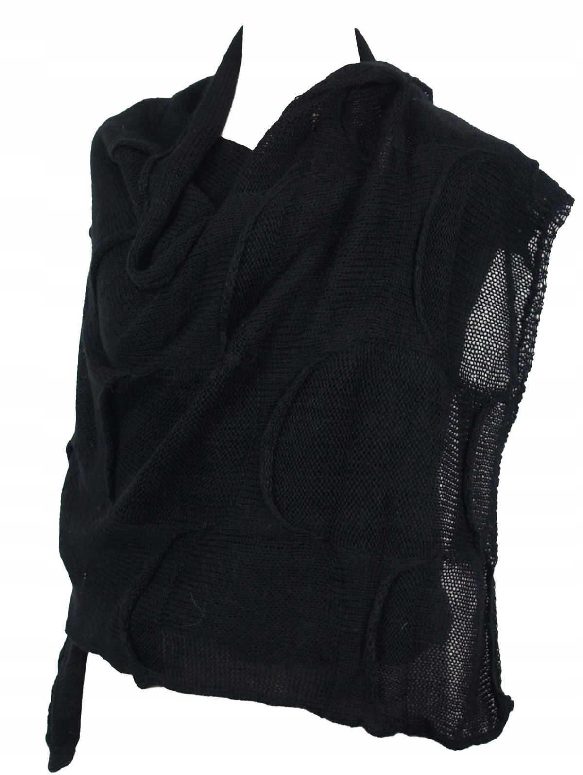 Vlněná šála, mohérová, černá, lehká jako plechovka vyrobená v Itálii.