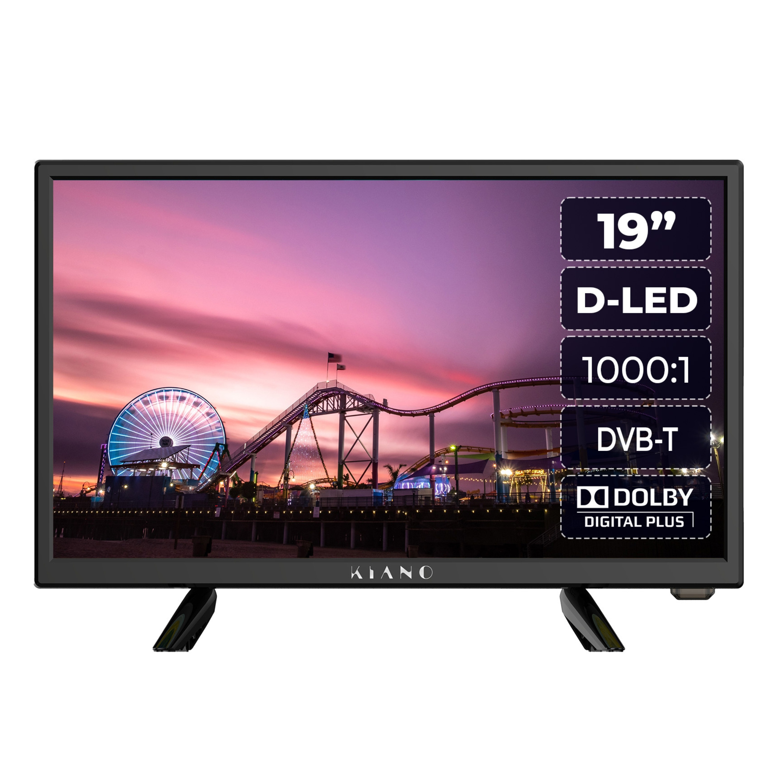 Televizor 19 palců přenosný turistický Tv tuner DVBT2 Led Usb kabel 12V