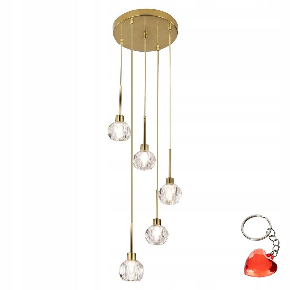 Elegantná 5-bodová zlatá závesná lampa G9 Kassia Rabalux