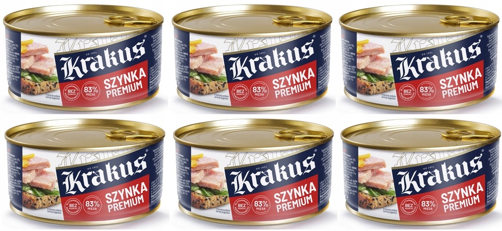 Levně 6 x 300 g Krakus prémiová šunka konzerva Karton