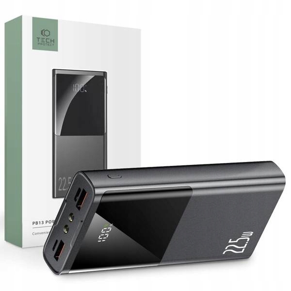 Power Bank Tech-Protect PB13-22.5W 20000mAh, PD 3.0, QC 3.0, 4-Porty, LED Pojemność akumulatora 20000 mAh