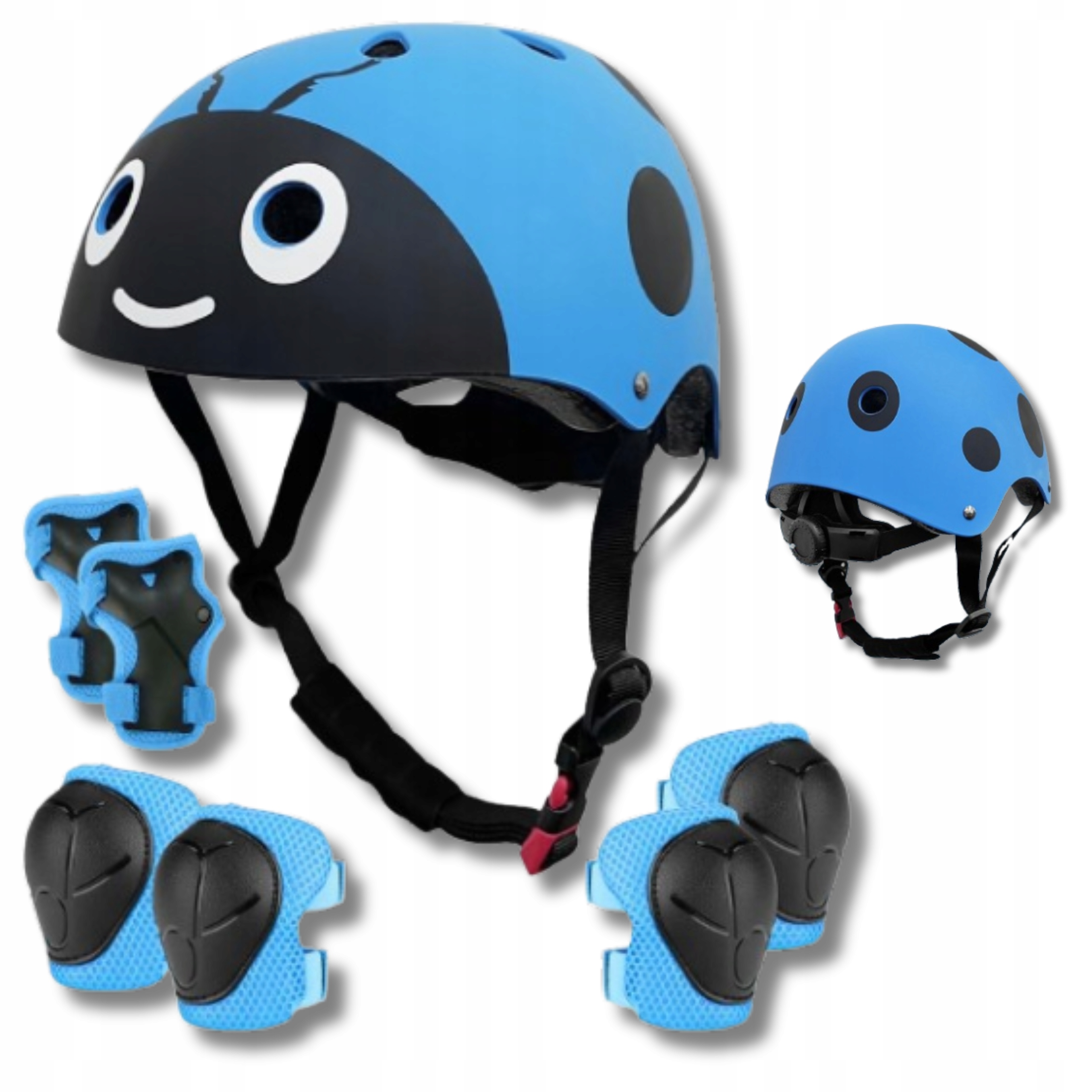 Kask Rowerowy Dziecięcy S (51-54Cm) Ochraniacze Biedronka Niebieski