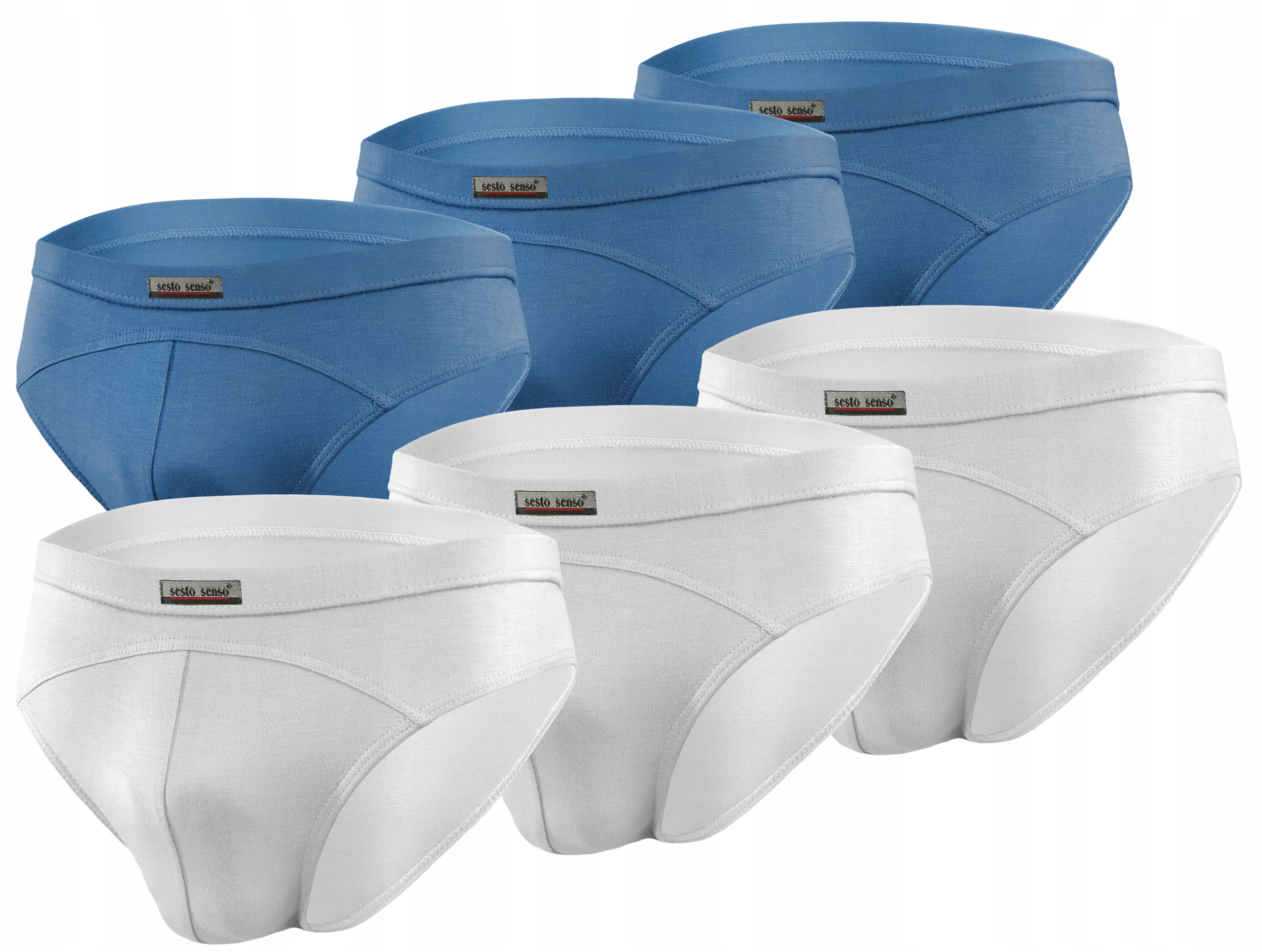 6-PAK Pánské slipy SM03 micromodal slipy ploché švy Bílé Džínové L