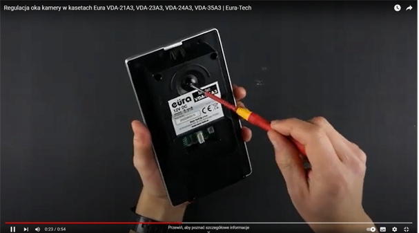 KASETA ZEWNĘTRZNA WIDEODOMOFONU ''EURA'' VDA-21A3 REGULACJA OKA KAMERY Typ domofonu Przewodowy
