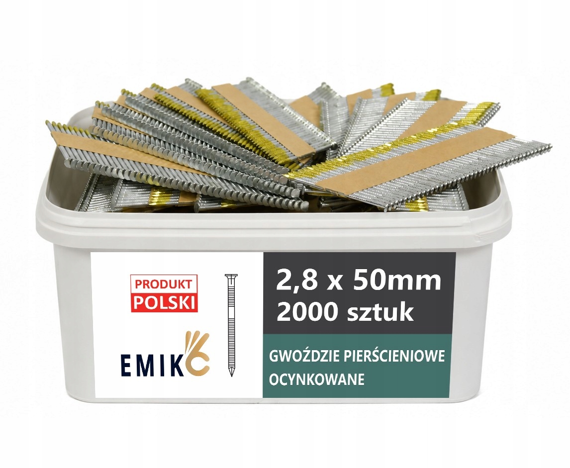 Hřebíky do hřebíkovačky spojované papírem 2,8x50mm 34° 2000ks Oc kroužek