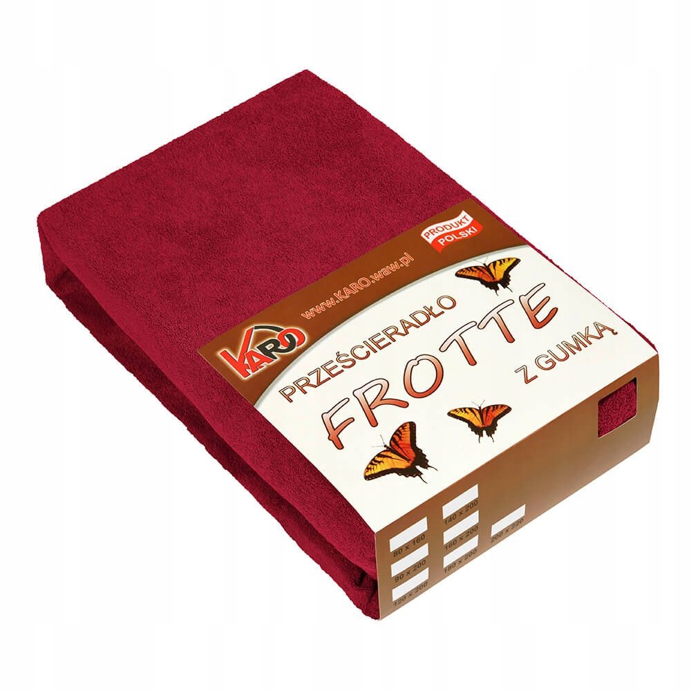 Froté prostěradlo s gumou 200x220 bordó Karo