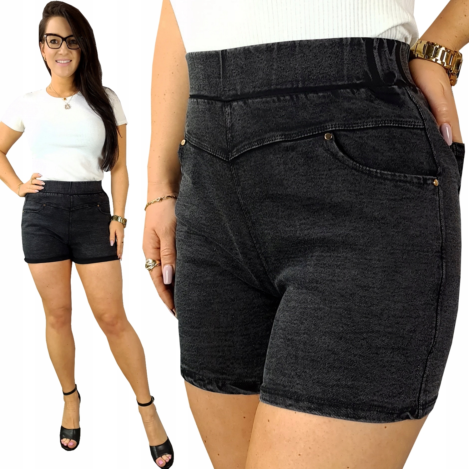 

Krótkie Spodenki szorty Wysoki Stan Jeans 5XL