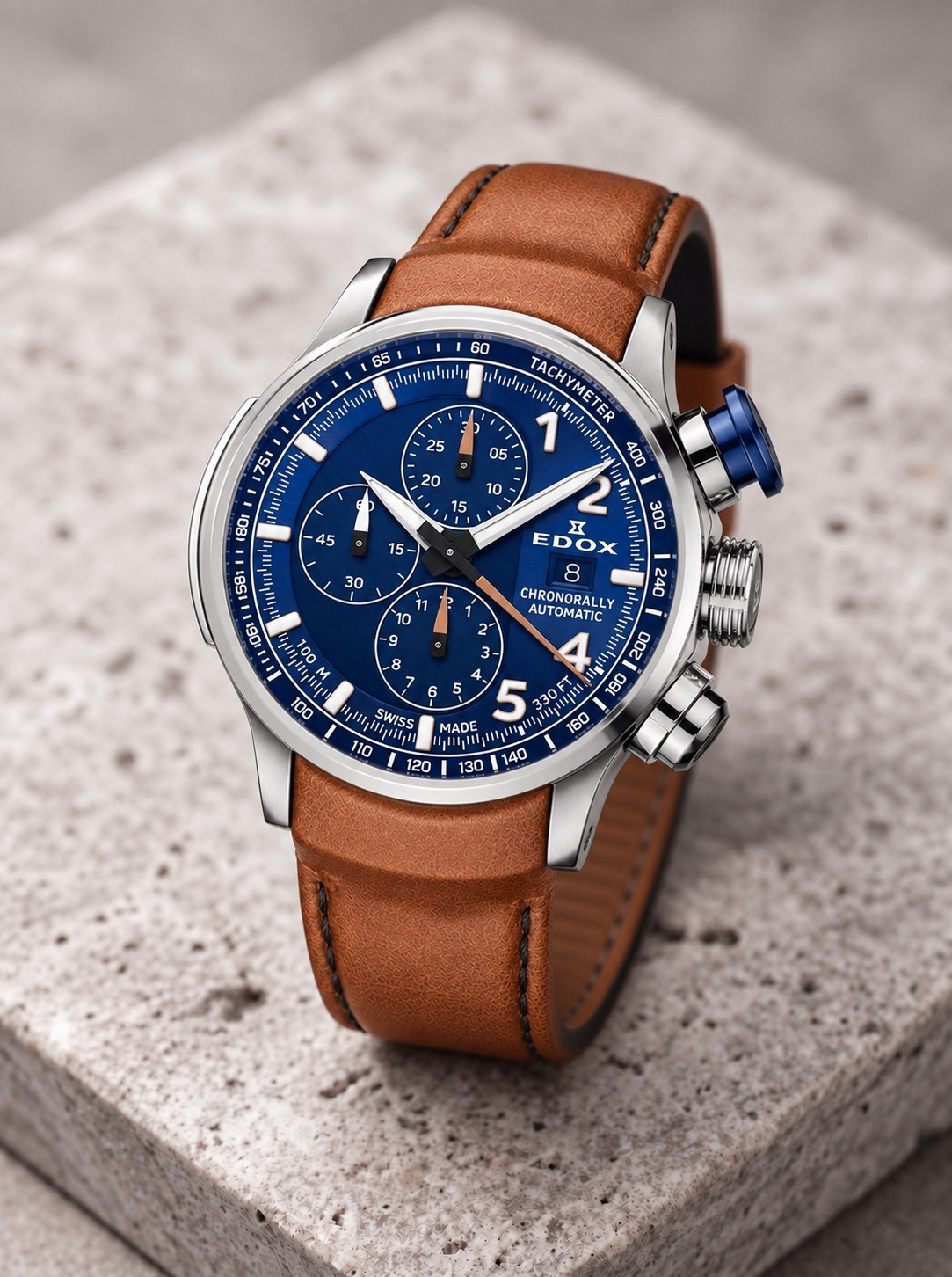 Hodinky Edox Chronorally Automatic 01129-TBUCBR-BUBR 45 mm 10ATM