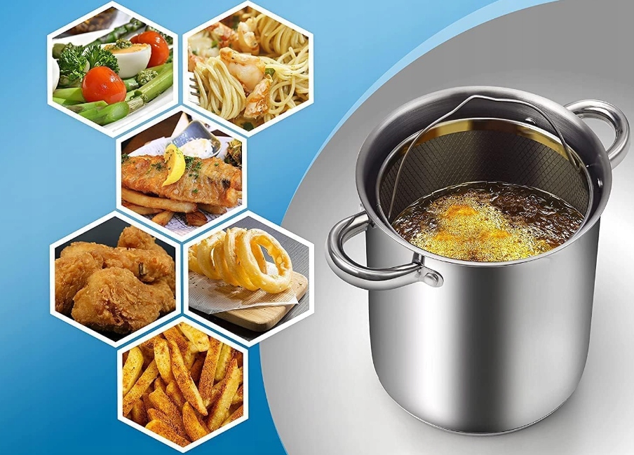 DUŻY GARNEK DO SZPARAGÓW FRYTEK Z SITEM SZYNKOWAR Marka TR