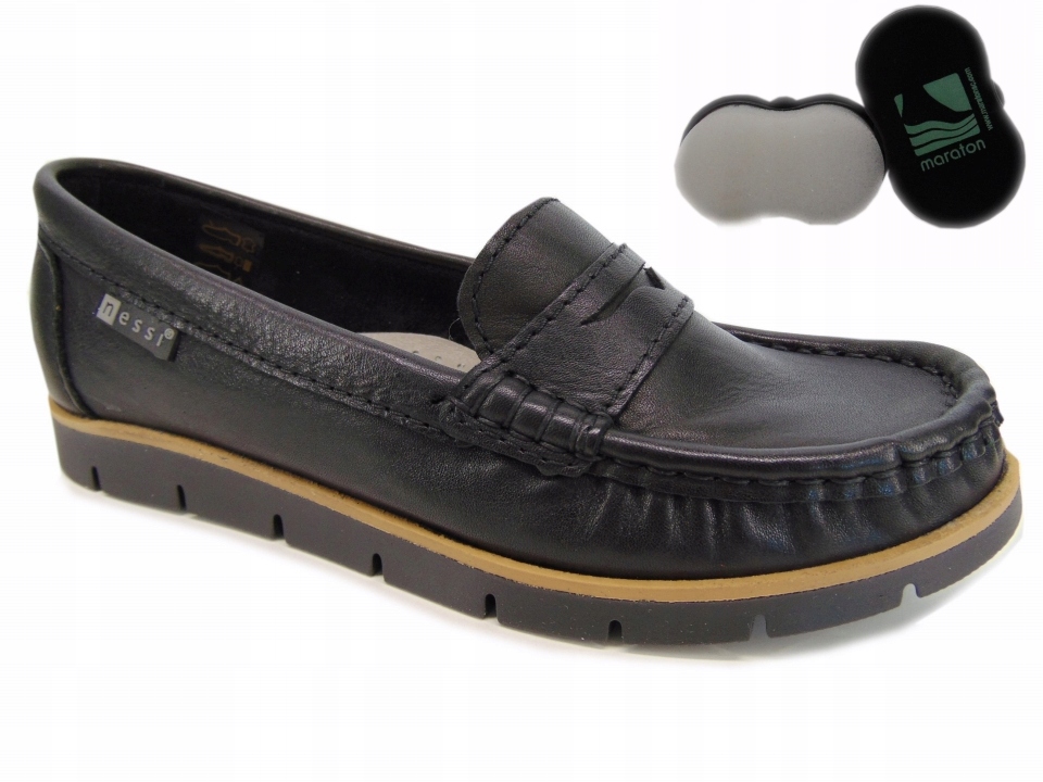 Mokasyny Nessi 76506-1 czarne skóra licowa 39