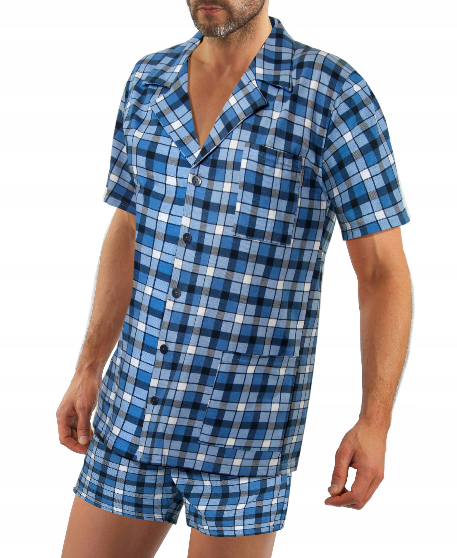 Sesto Senso krátké pánské kostkované pyžamo 4XL