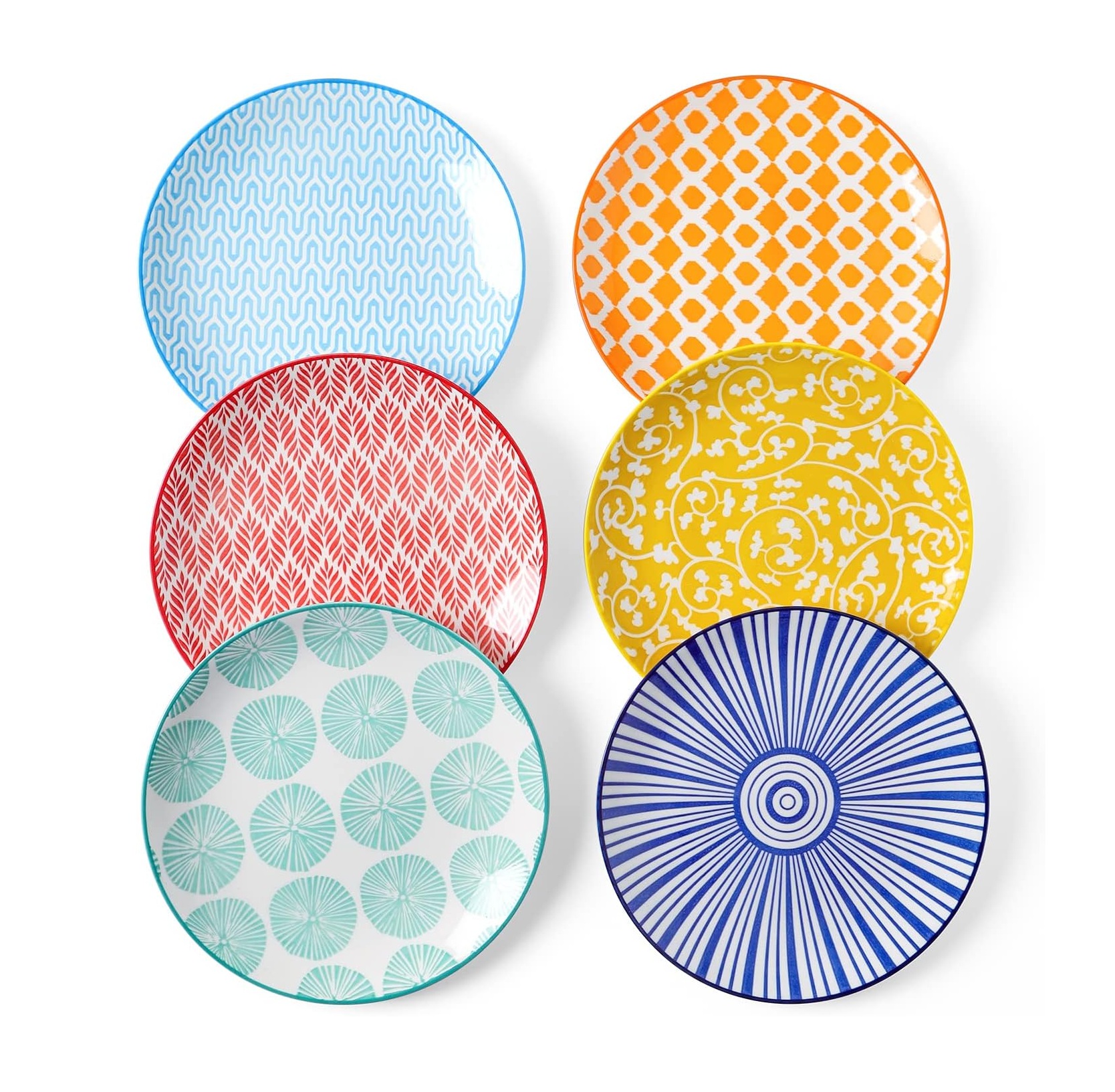 Dezertné Taniere Talerzyki sada 6 kusov na torty, dezerty, farebné vzory