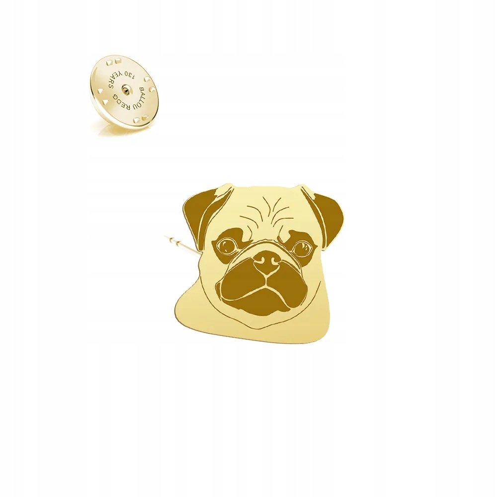 Odznak s psem Mops Pug 925 Šperky k narozeninám Dárek Dedikace