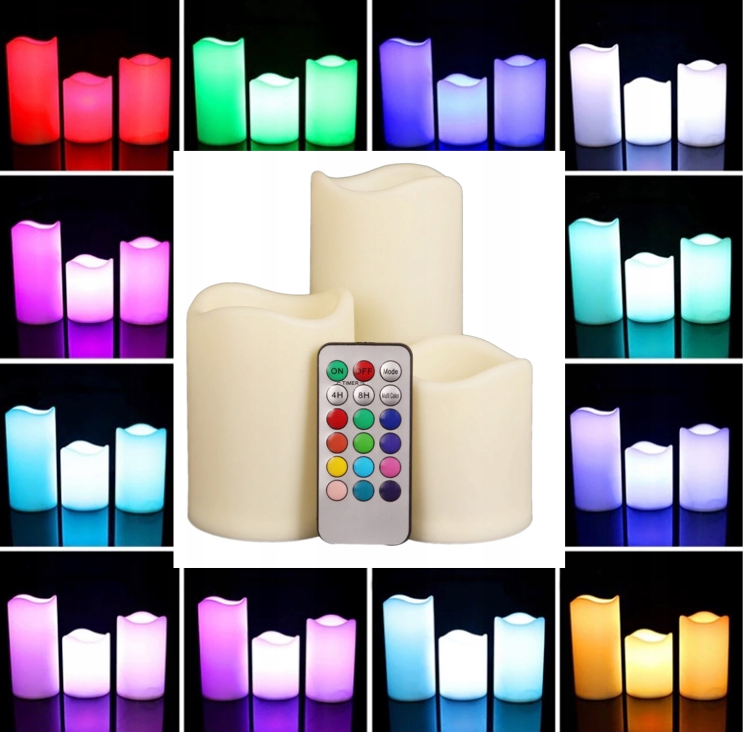 ŚWIECE WOSKOWE LED RGB KOLOROWE ŚWIECZKI Z PILOTEM 3x SWIECE NA BATERIE Nazwa zapachu producenta ŚWIECE DEKORACYJNE RGB