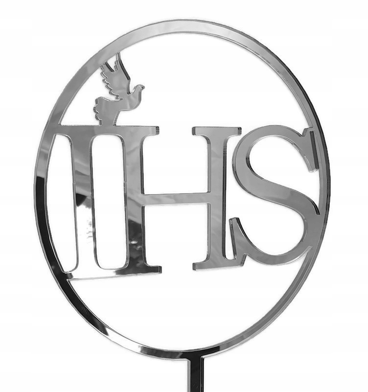 

Topper Pierwsza Komunia Święta Ihs srebrne lustro