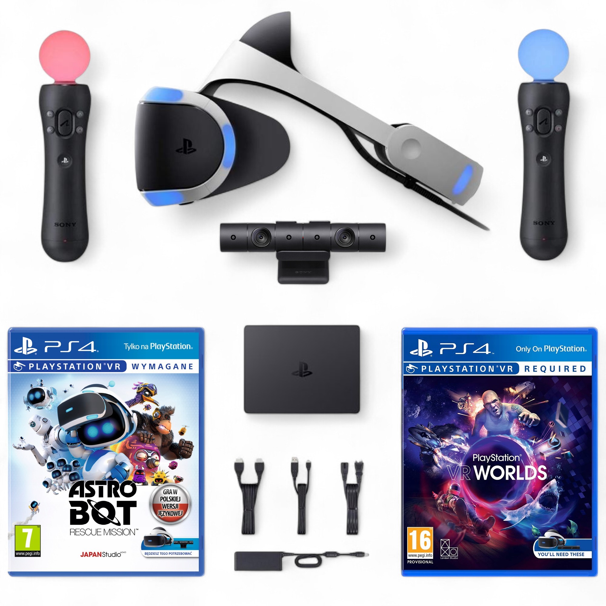 PS VR + 2x Move + Kamera + AstroBot + PS VR Worlds – ZESTAW