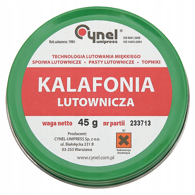 

Kalafonia z aktywatorami do lutowania, puszka 40 g