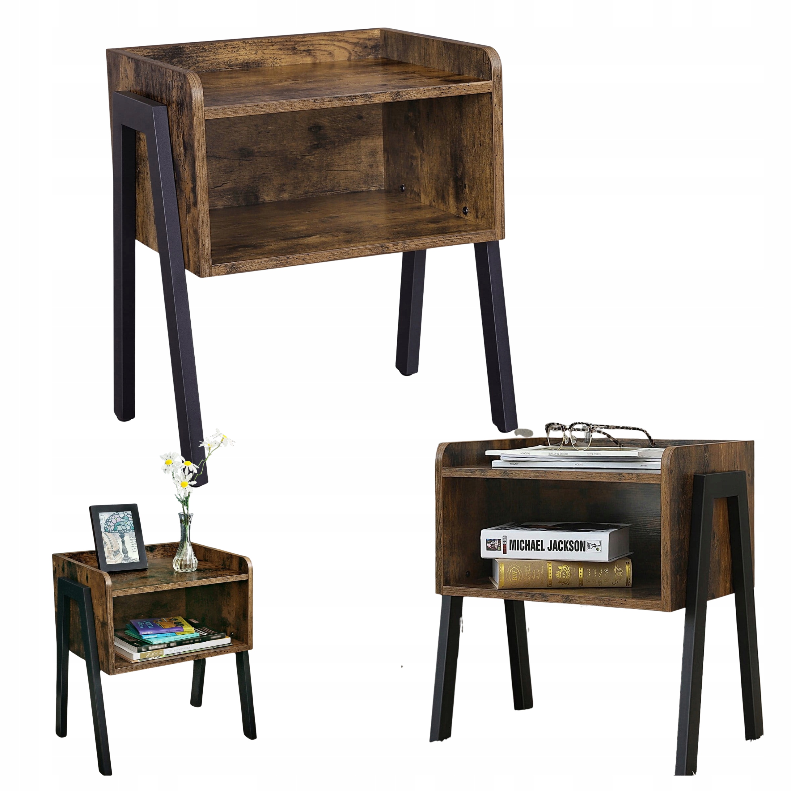 Noční Stolek Noční stolek Police Loft Dřevěná Ložnice Rustikální dub