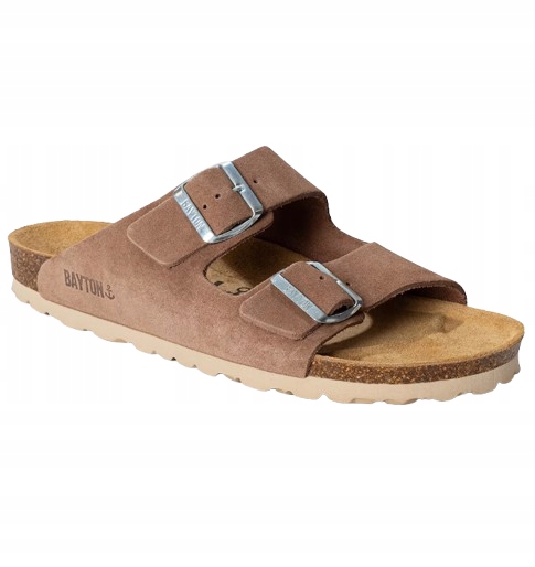 Bayton Béžové Pánské Pantofle S Regulací Pásků, Kůže 43 3DA