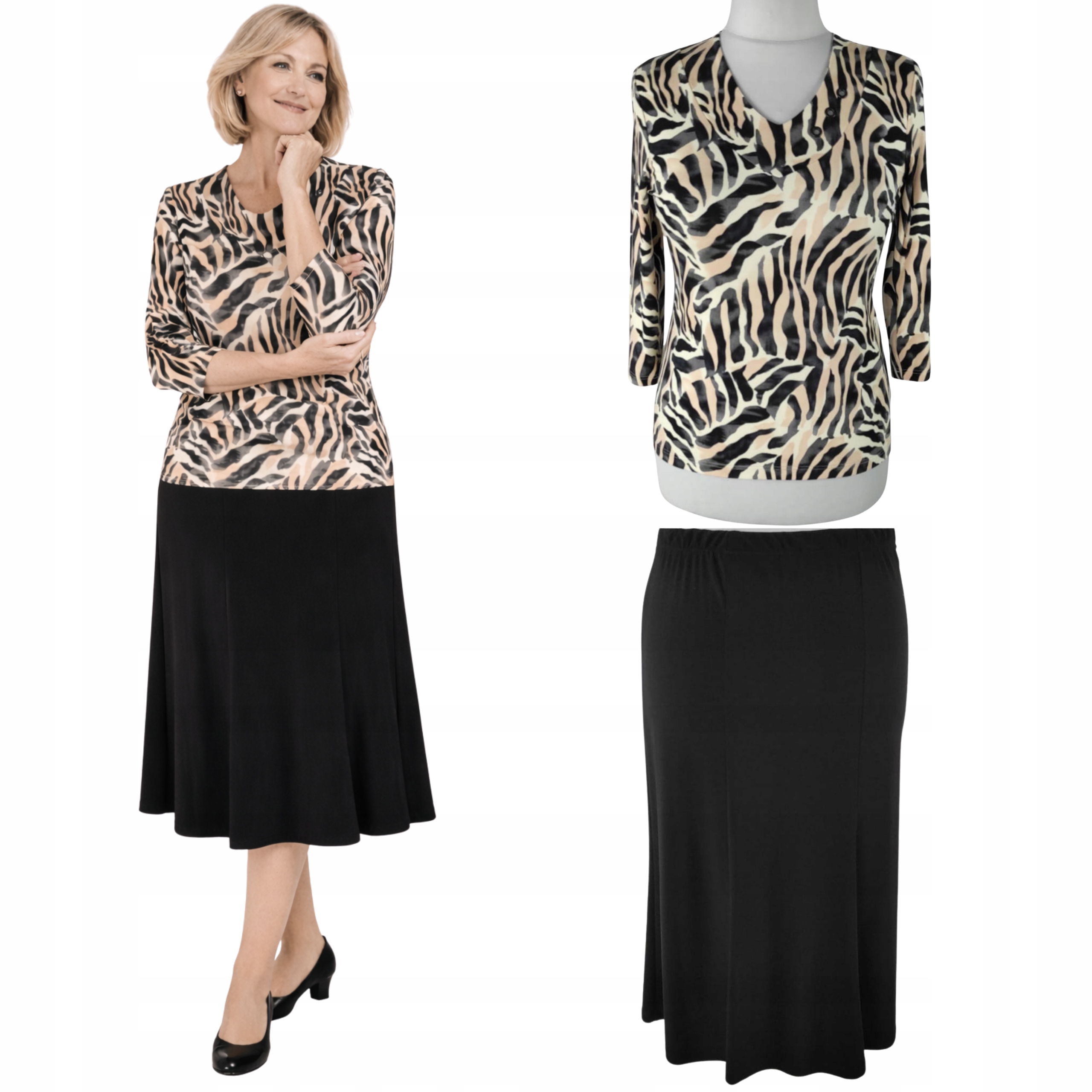 Bluzka spódnica komplet 50 3XL (38-58 M-8XL) garsonka rozmiary Kamilea