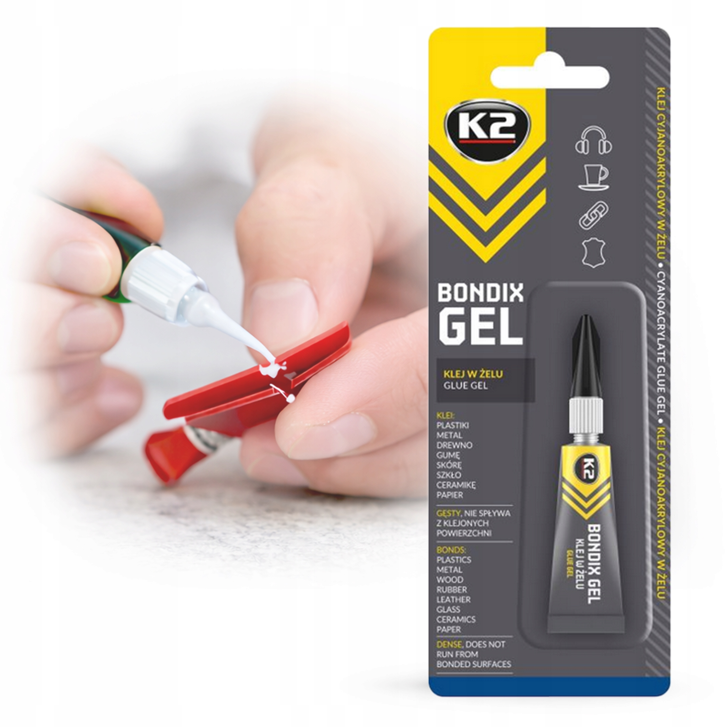 Klej Błyskawiczny w żelu cyjanoakrylowy K2 Bondix Gel 3g