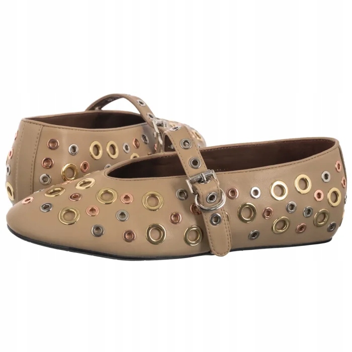 Dámské kožené baleríny Carinii béžové 10046___-491