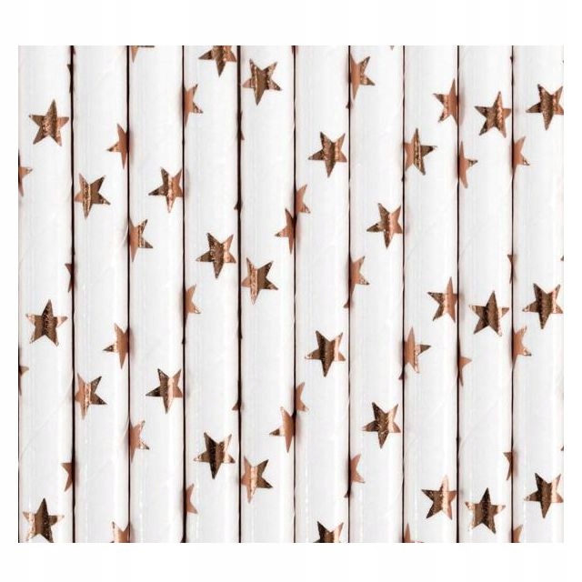 SŁOMKI PAPIEROWE JASNE RÓŻOWE ZŁOTO 19.5 CM 10 SZT