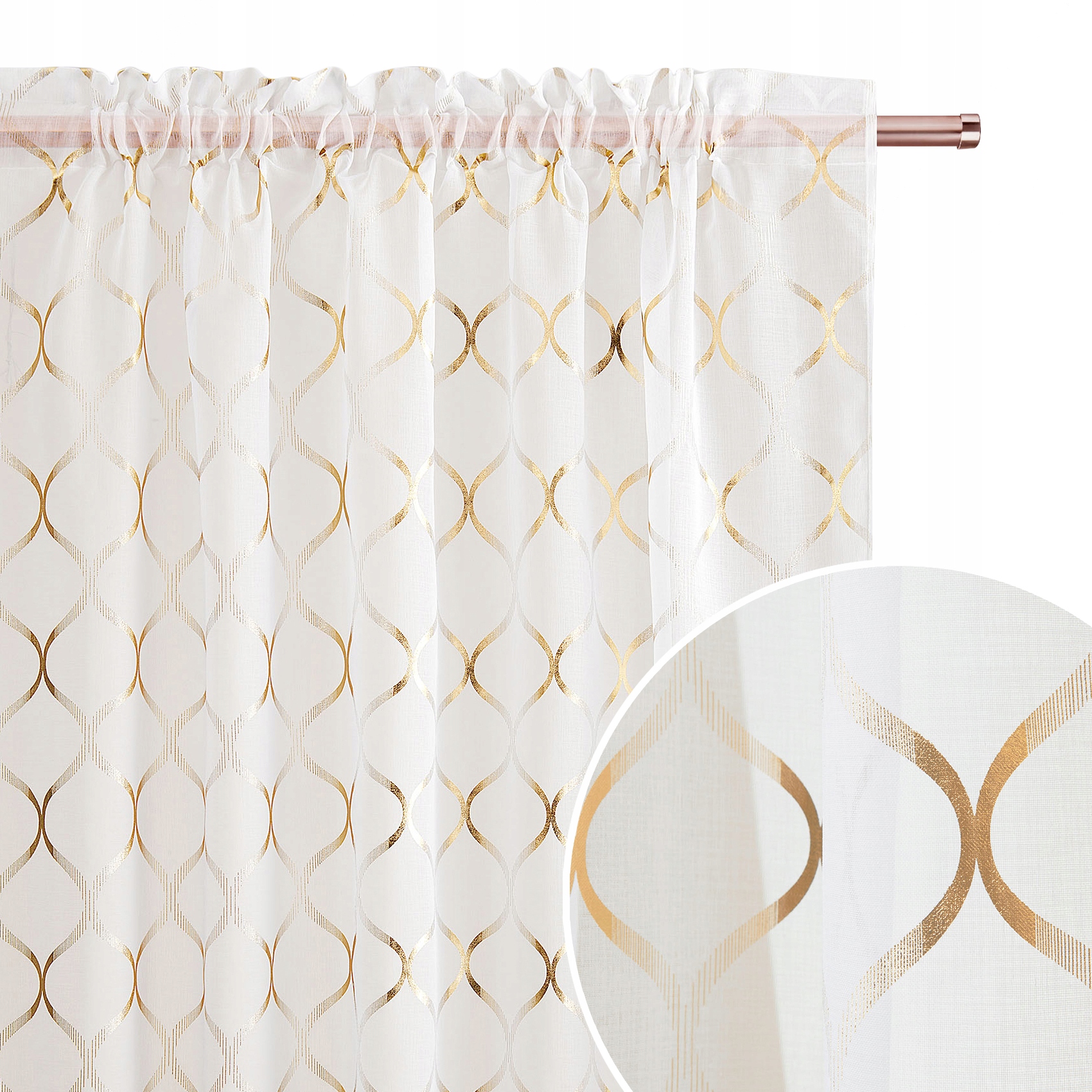 

Firana do salonu 140x250 firanka na taśmie Gold