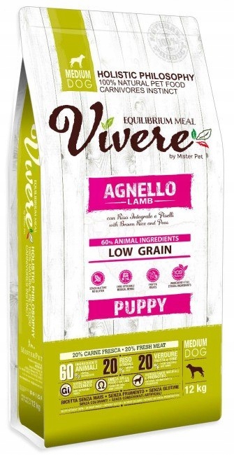 Vivere Dog Medium Puppy Lamb 12 kg
