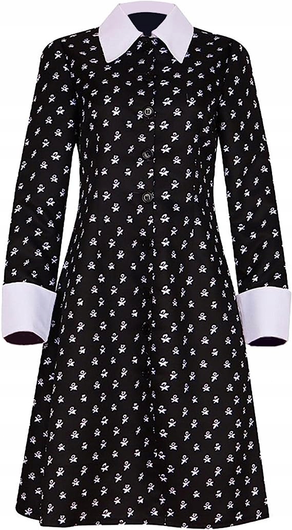 SUKIENKA WEDNESDAY ADDAMS PRZEBRANIE HALLOWEEN WZORKI STRÓJ KARNAWAŁOWY M Marka Korbi