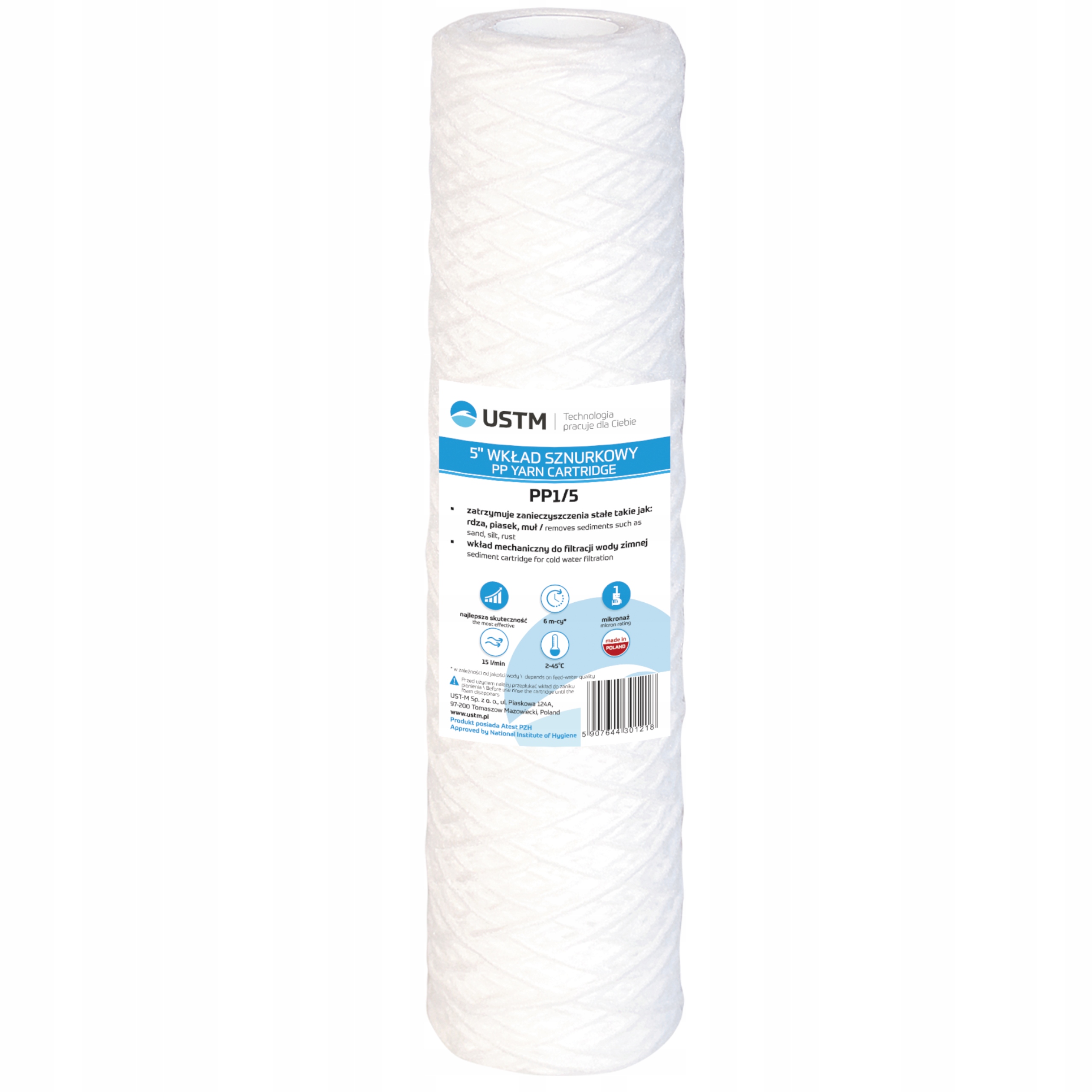 FILTR DO WODY WKŁAD 10 SZNURKOWY FILTRUJĄCY 1 MIKRON PP1 USTM EAN (GTIN) 5907644300037