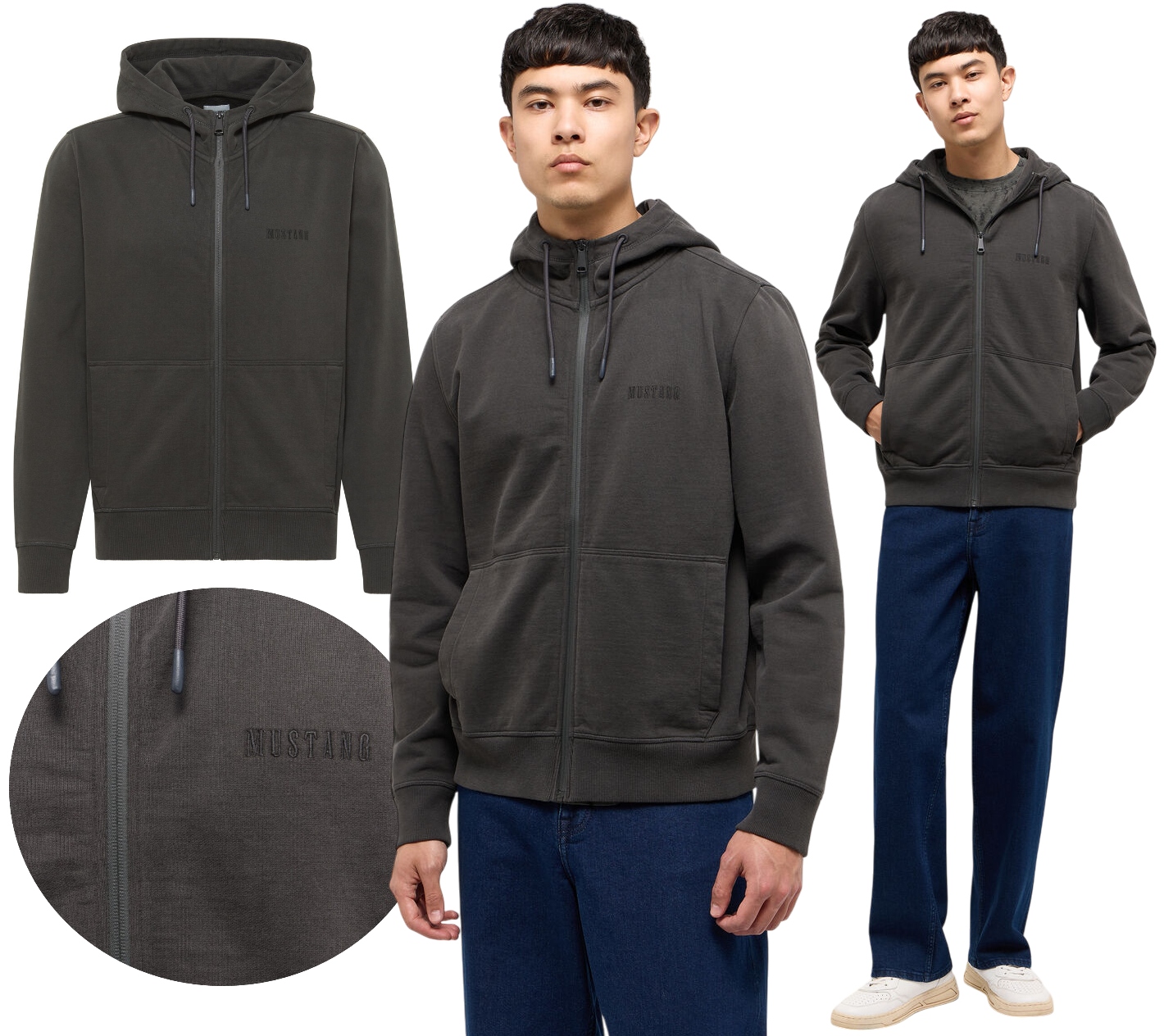 pánská mikina s kapucí Zateplená, rozepínací Grafit Mustang Brighton vel. XXL