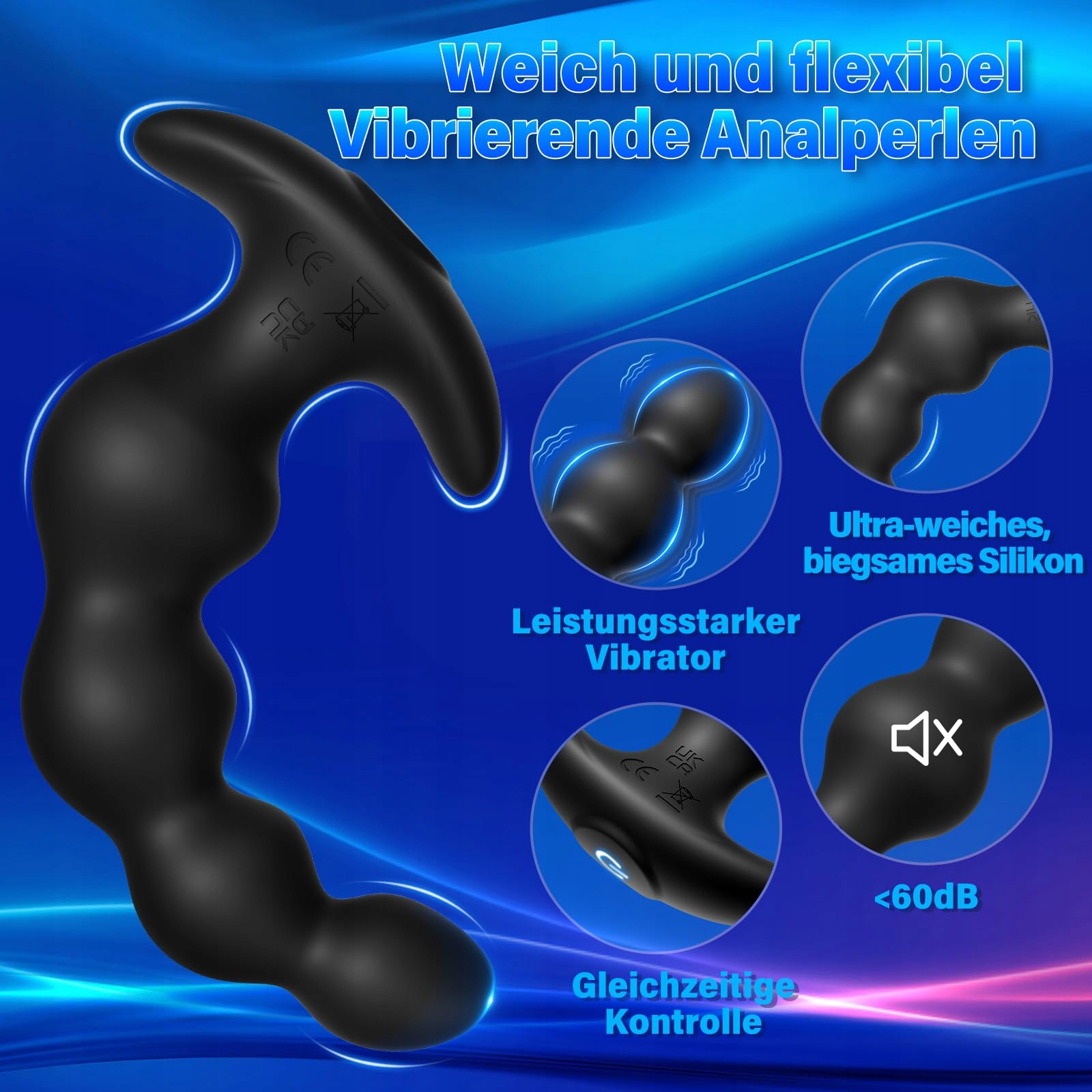 ANALVIBRATOREN Wibrator Analny Silikonowy 14cm 9 Trybów — miniatura 3