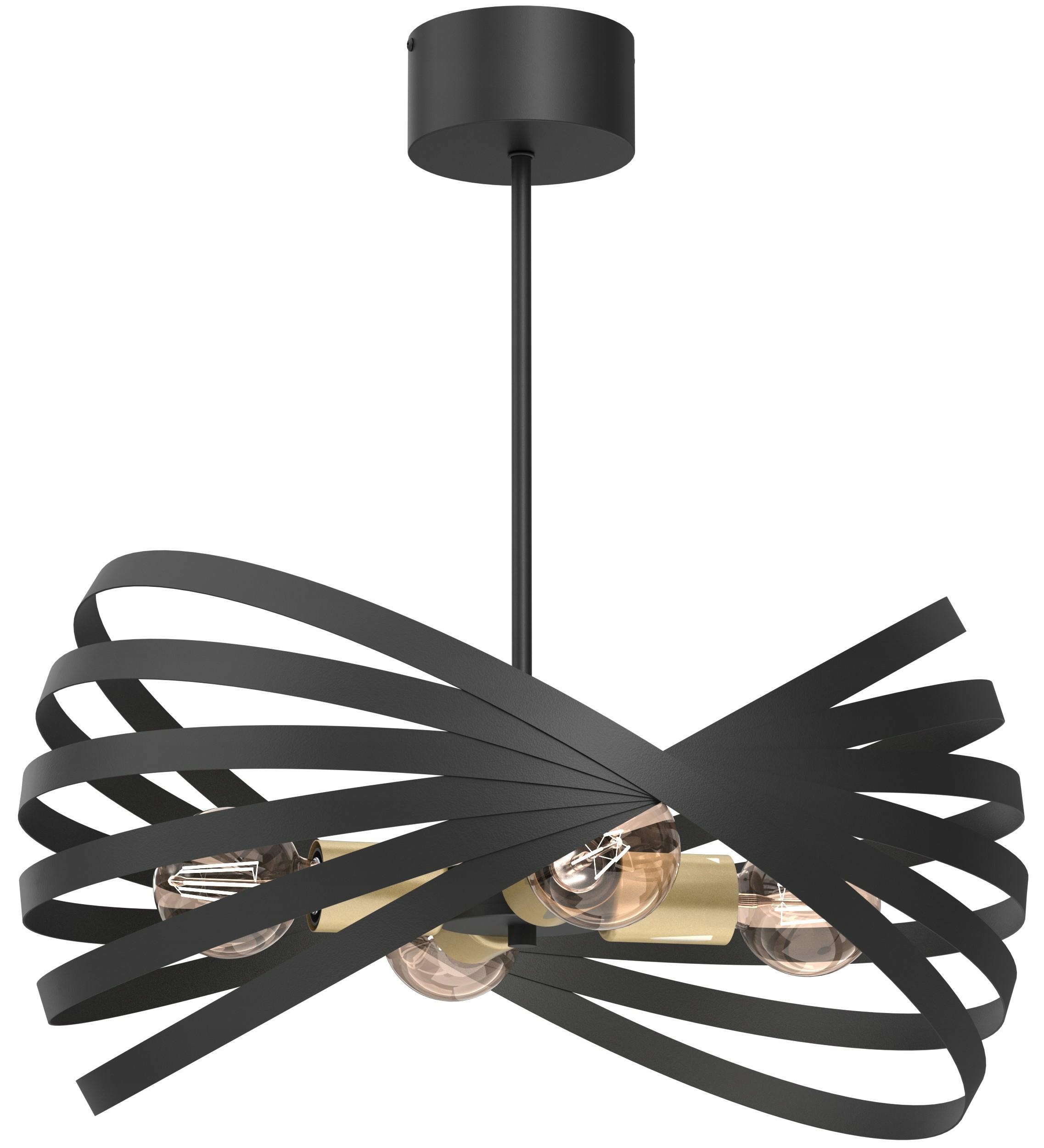 Luster Sparkle čierny zlatý 4xE27 glamour s nádychom moderného dizajnu