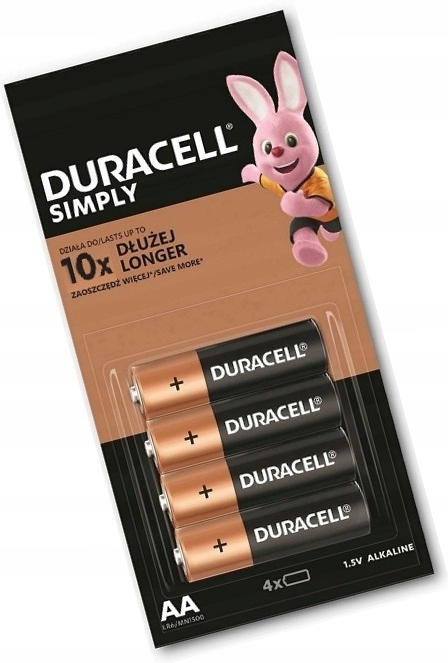 4 szt. Baterie Alkaliczne Duracell LR6 Aa R6