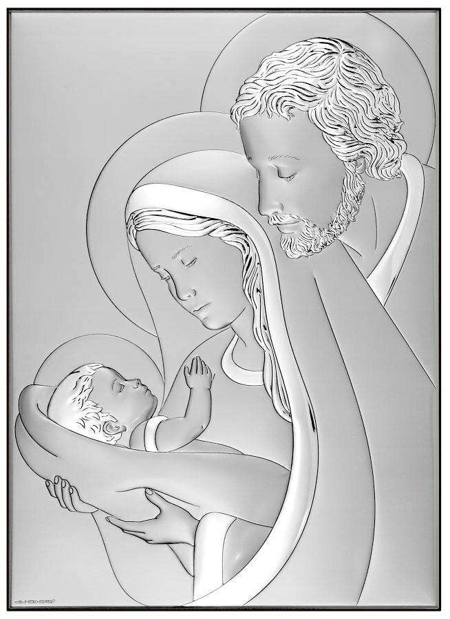 Bezplatné gravírování suvenýru Obraz Svatá rodina Stříbrný obrázek