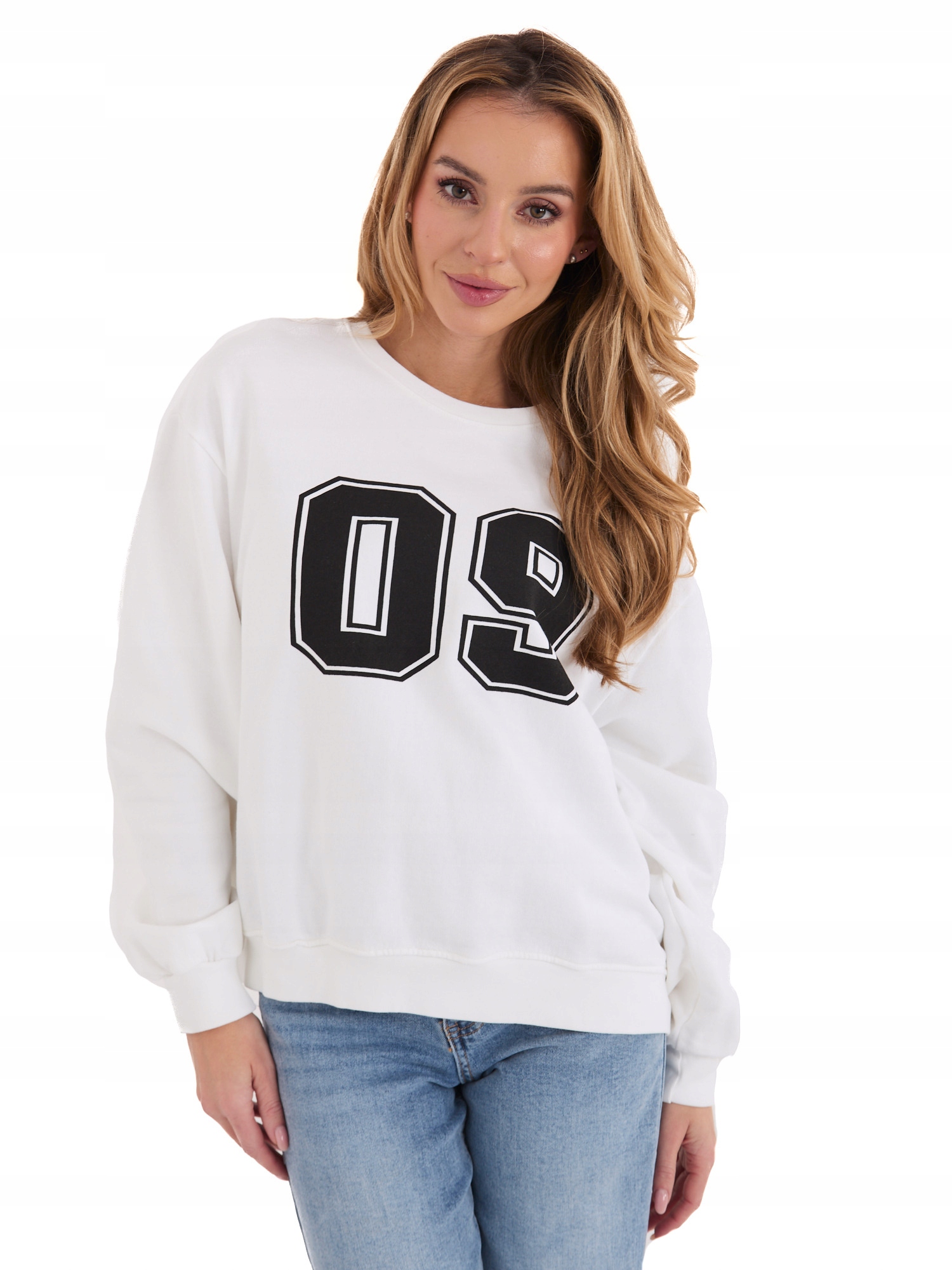 Bluza Dresowa z Printem Damska Bawełniana