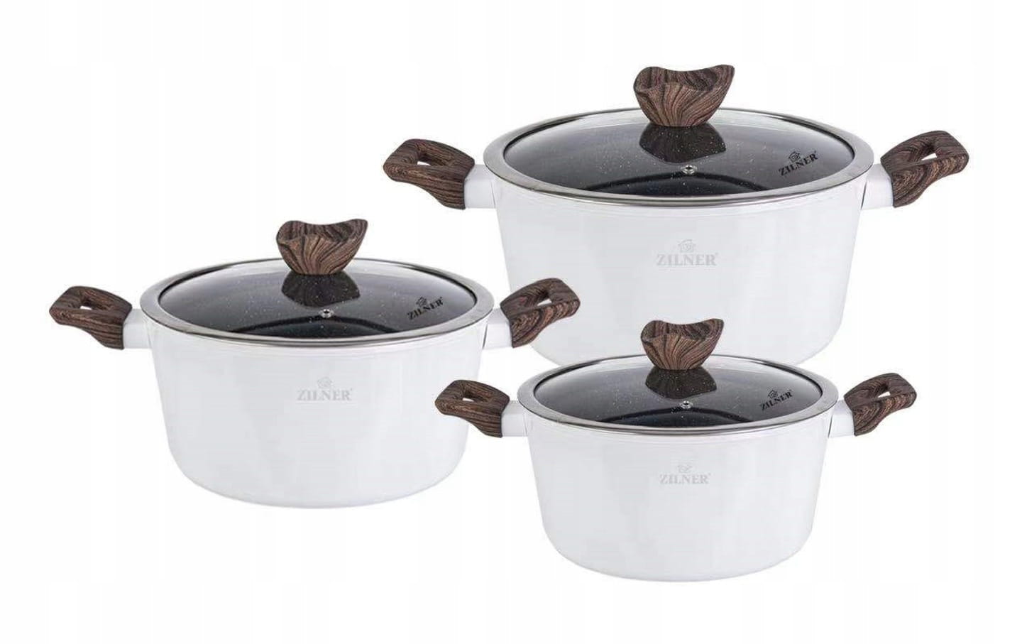 GARNKI Z POWŁOKĄ GRANITOWĄ 6 ELE. WHITE LILLY